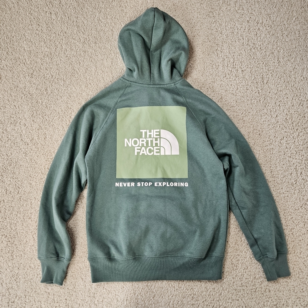 North Face Hoodie Womens Sage Green Pullover Front Back Graphic New XS MRSP $60